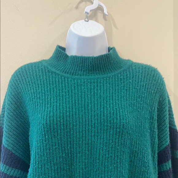 Loft Green and Black Striped Women's Sweater- large - Picture 2 of 6
